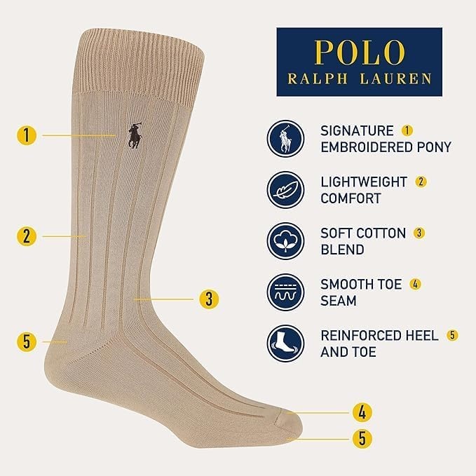 imagePolo Ralph Lauren Mens Super Soft Ribbed Dress Crew Socks 3PackWine