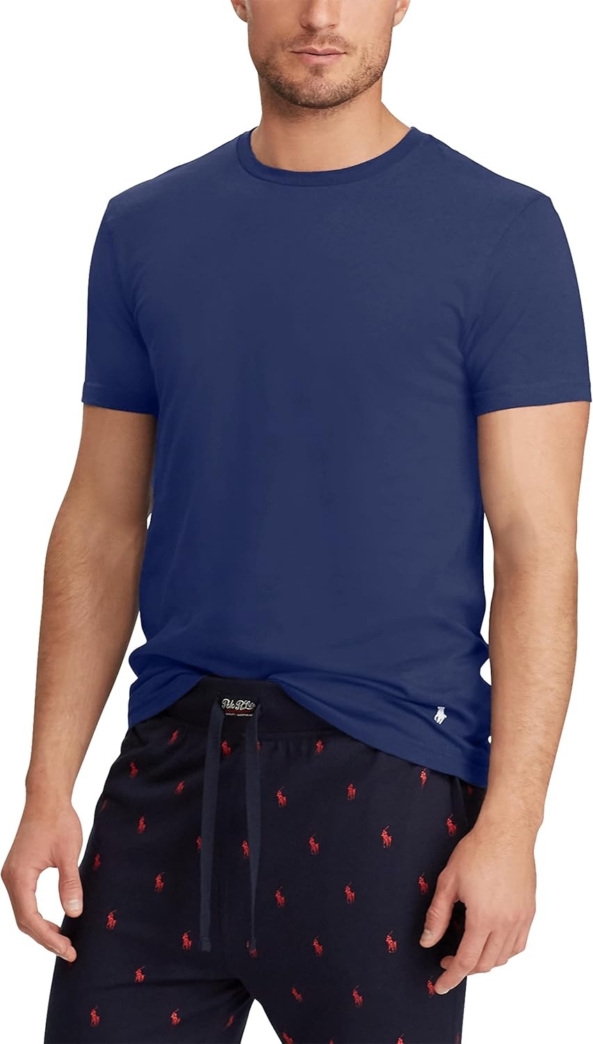 imagePolo Ralph Lauren Mens TShirt Pack 3Pack Cotton Mens Clothing Crewneck Undershirt Slim Fit ShortSleeve TeesAndover HeatherNavy BlueWhite NavyWhite 3 Pack