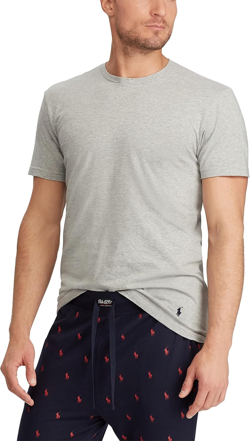 imagePolo Ralph Lauren Mens TShirt Pack 3Pack Cotton Mens Clothing Crewneck Undershirt Slim Fit ShortSleeve TeesAndover HeatherNavy BlueWhite NavyWhite 3 Pack