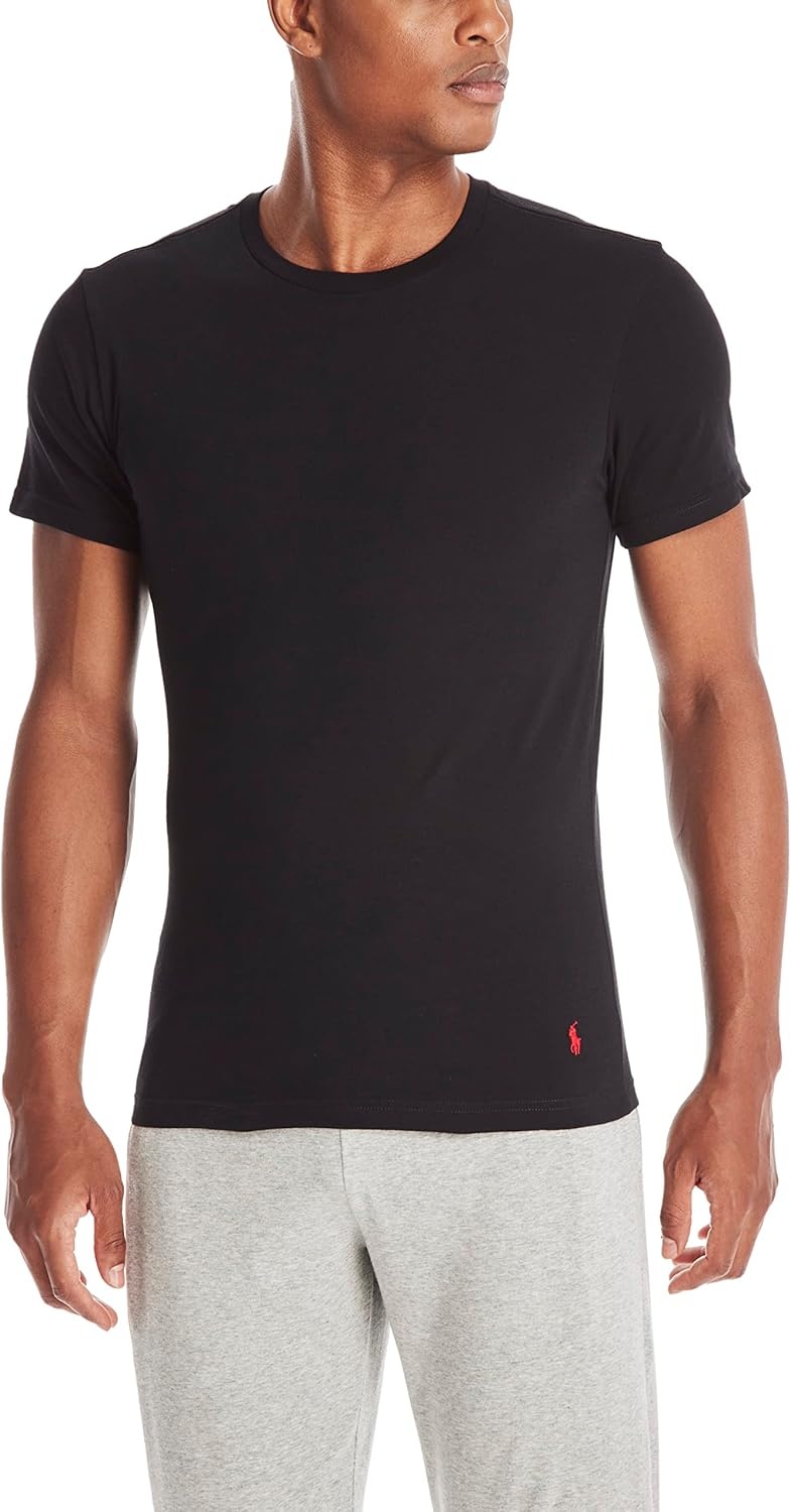 imagePolo Ralph Lauren Mens TShirt Pack 3Pack Cotton Mens Clothing Crewneck Undershirt Slim Fit ShortSleeve TeesPolo BlackRed 3 Pack