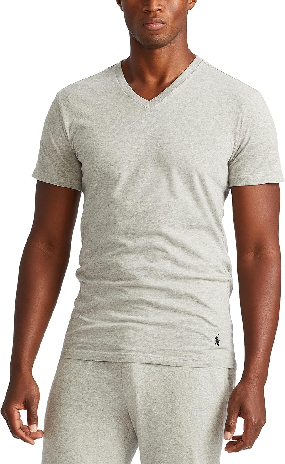 imagePolo Ralph Lauren Mens TShirt Pack 3Pack Cotton Mens Clothing VNeck Undershirt Slim Fit Tees MoistureWickingAndover HeatherMadison HeatherBlack