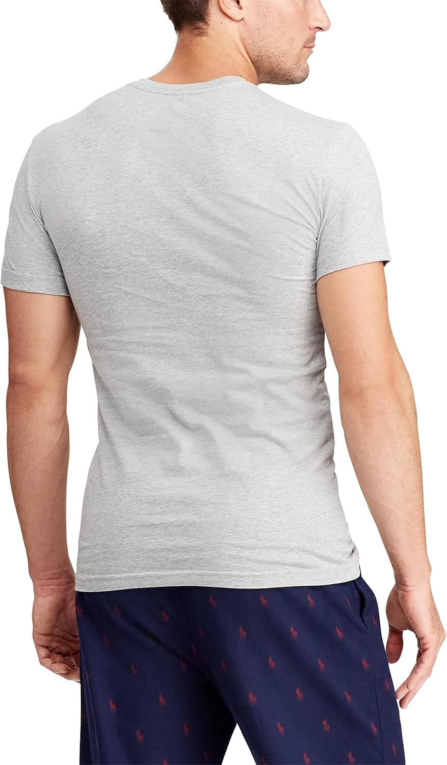 imagePolo Ralph Lauren Mens TShirt Pack 3Pack Cotton Mens Clothing VNeck Undershirt Slim Fit Tees MoistureWickingAndover HeatherNavy BlueWhite NavyWhite 3 Pack
