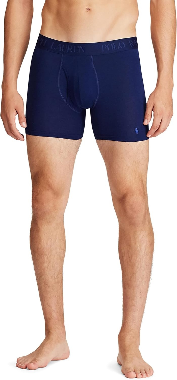 imagePolo Ralph Lauren Underwear Mens 4D Flex Cotton Modal Boxer Briefs 3 PackBlueRoyalDeep Atlantic 3 Pack