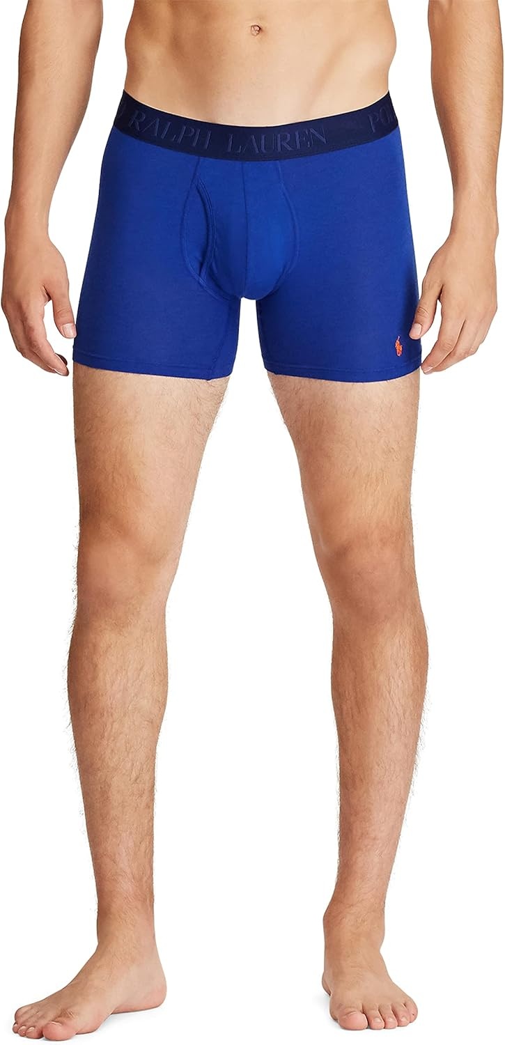 imagePolo Ralph Lauren Underwear Mens 4D Flex Cotton Modal Boxer Briefs 3 PackBlueRoyalDeep Atlantic 3 Pack