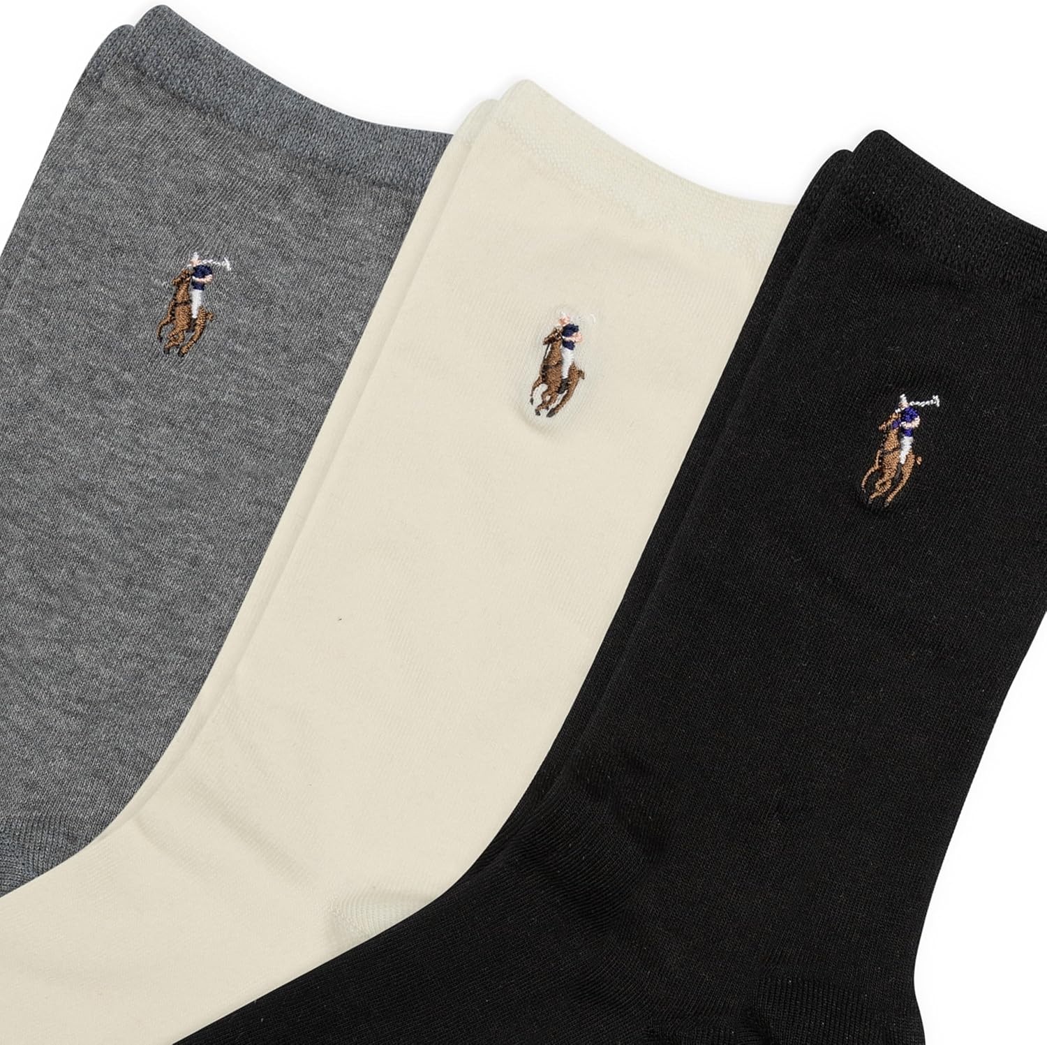 imagePolo Ralph Lauren Womens Classic Embroidered Pony Crew Socks 3PairBlack Assorted