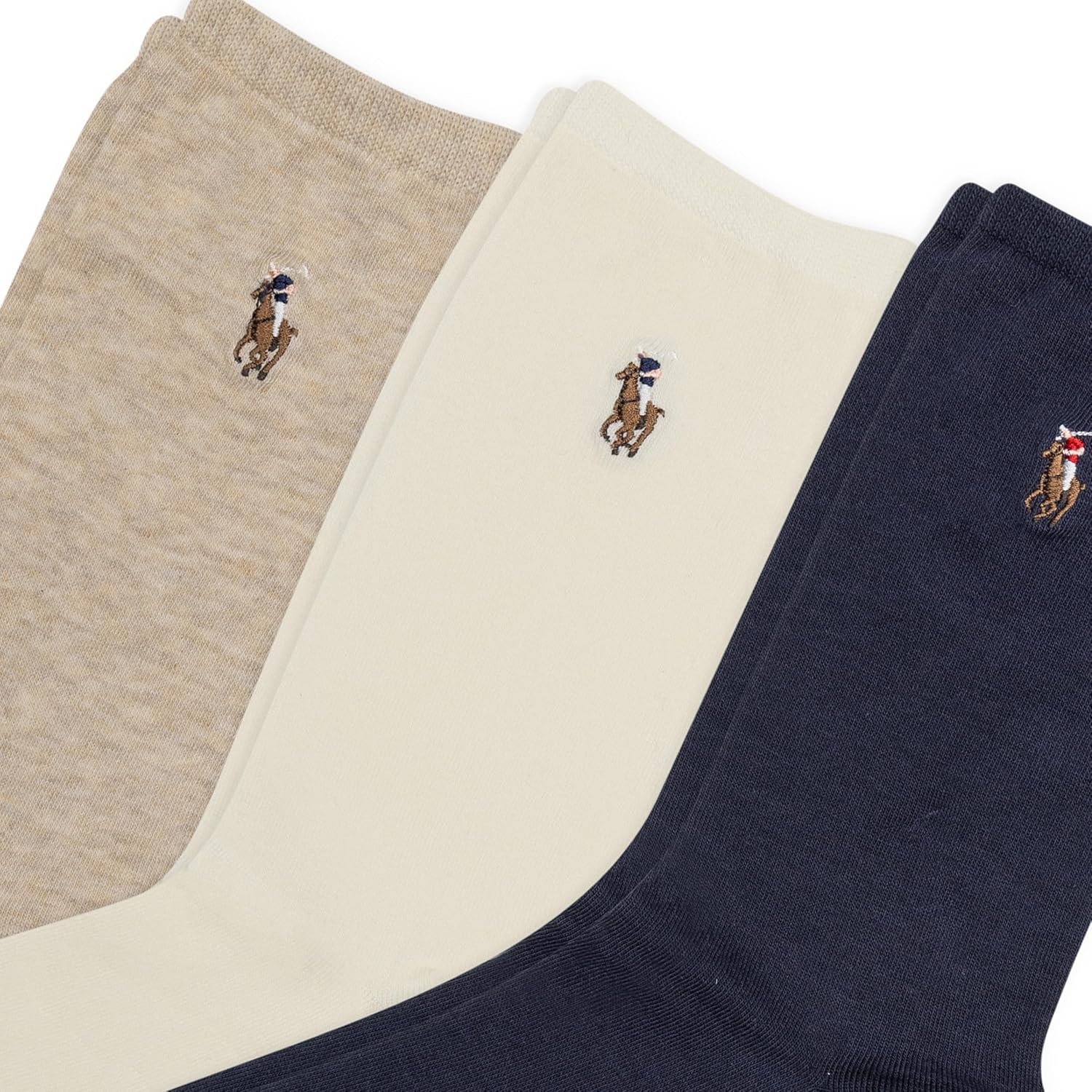 imagePolo Ralph Lauren Womens Classic Embroidered Pony Crew Socks 3PairNavy Assorted