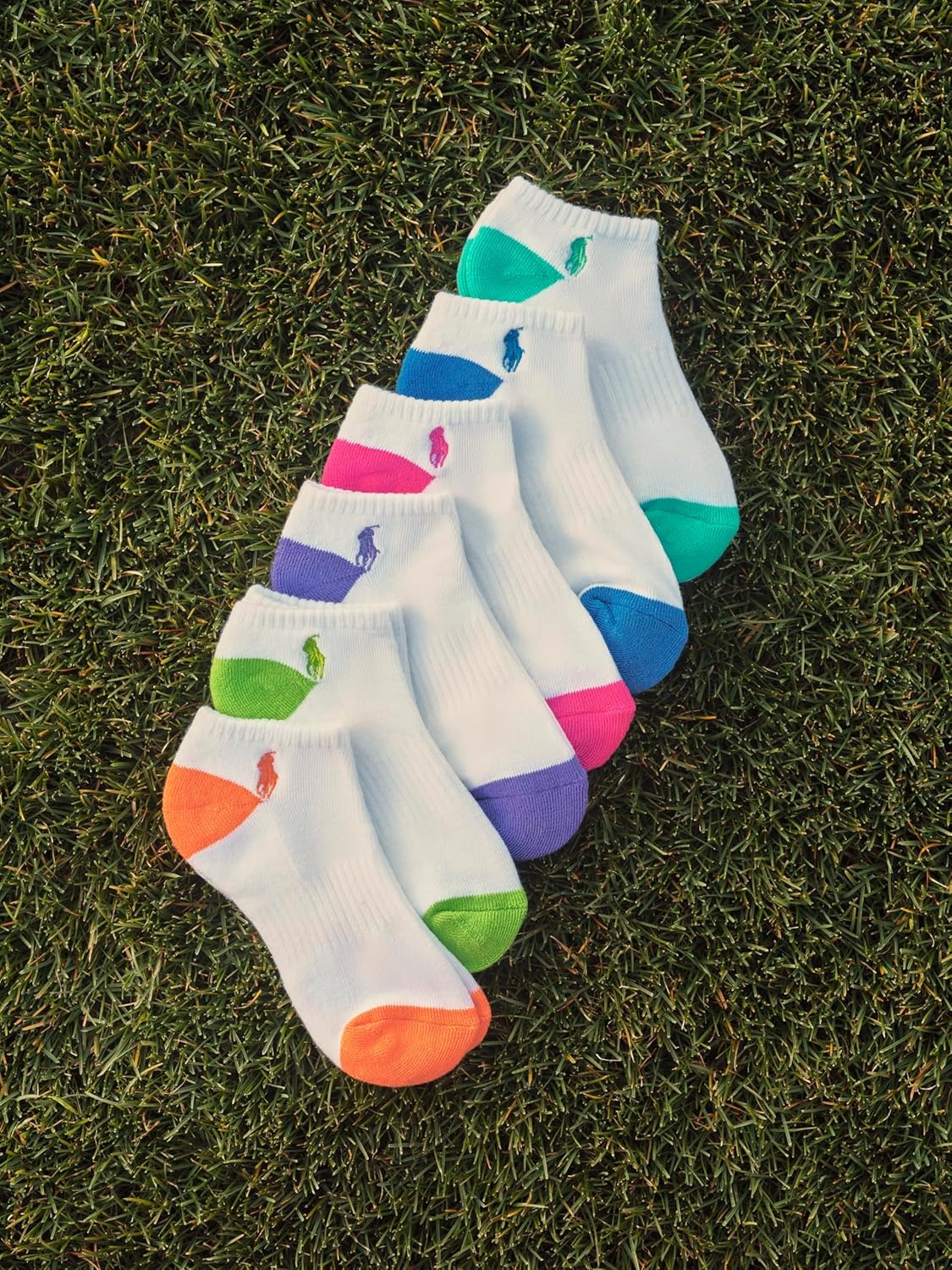 imagePolo Ralph Lauren boys Classic Sport Low Cut Socks 6 Pair Pack Soft Stretchy Yarn amp Arch SupportMulticolor Tip