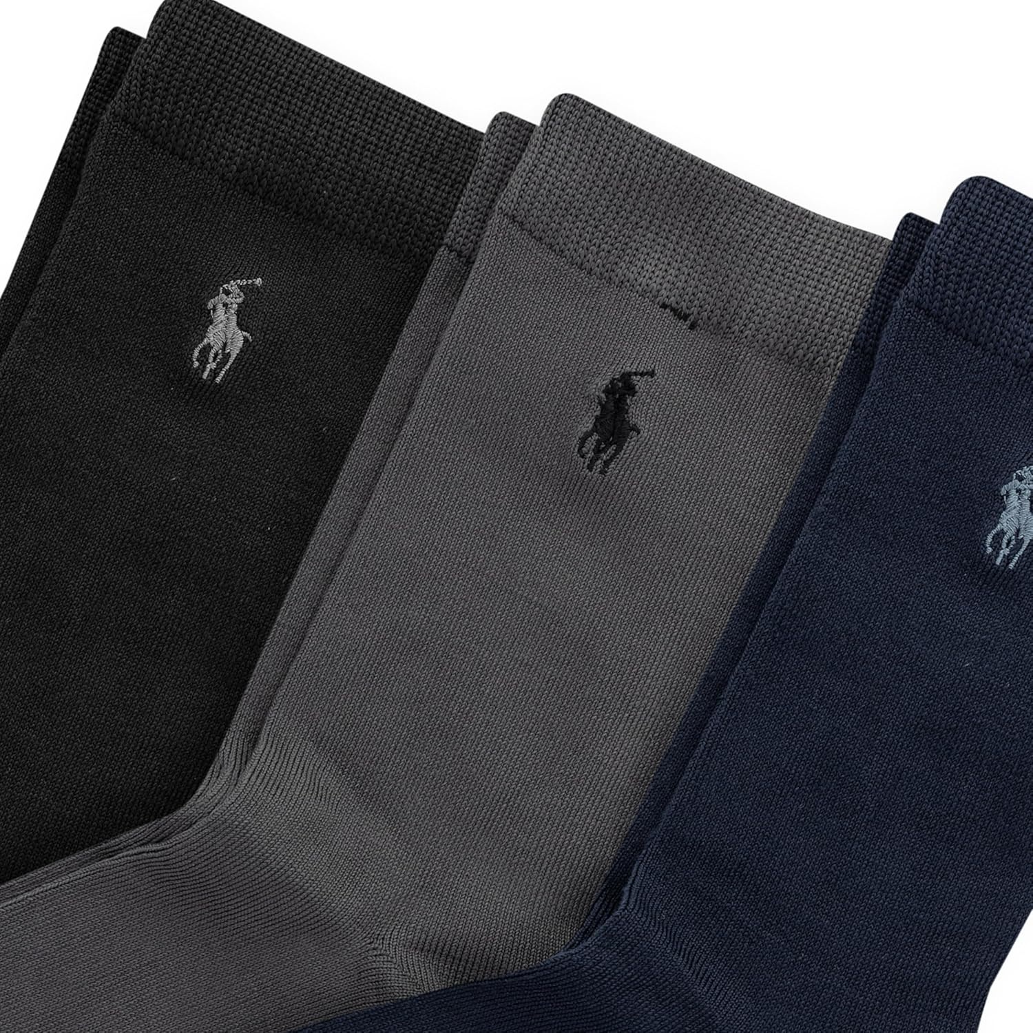imagePolo Ralph Lauren boys Supersoft Dress Crew Socks 3 Pair Pack Soft Yarn and Stay Up TopNavy Assorted