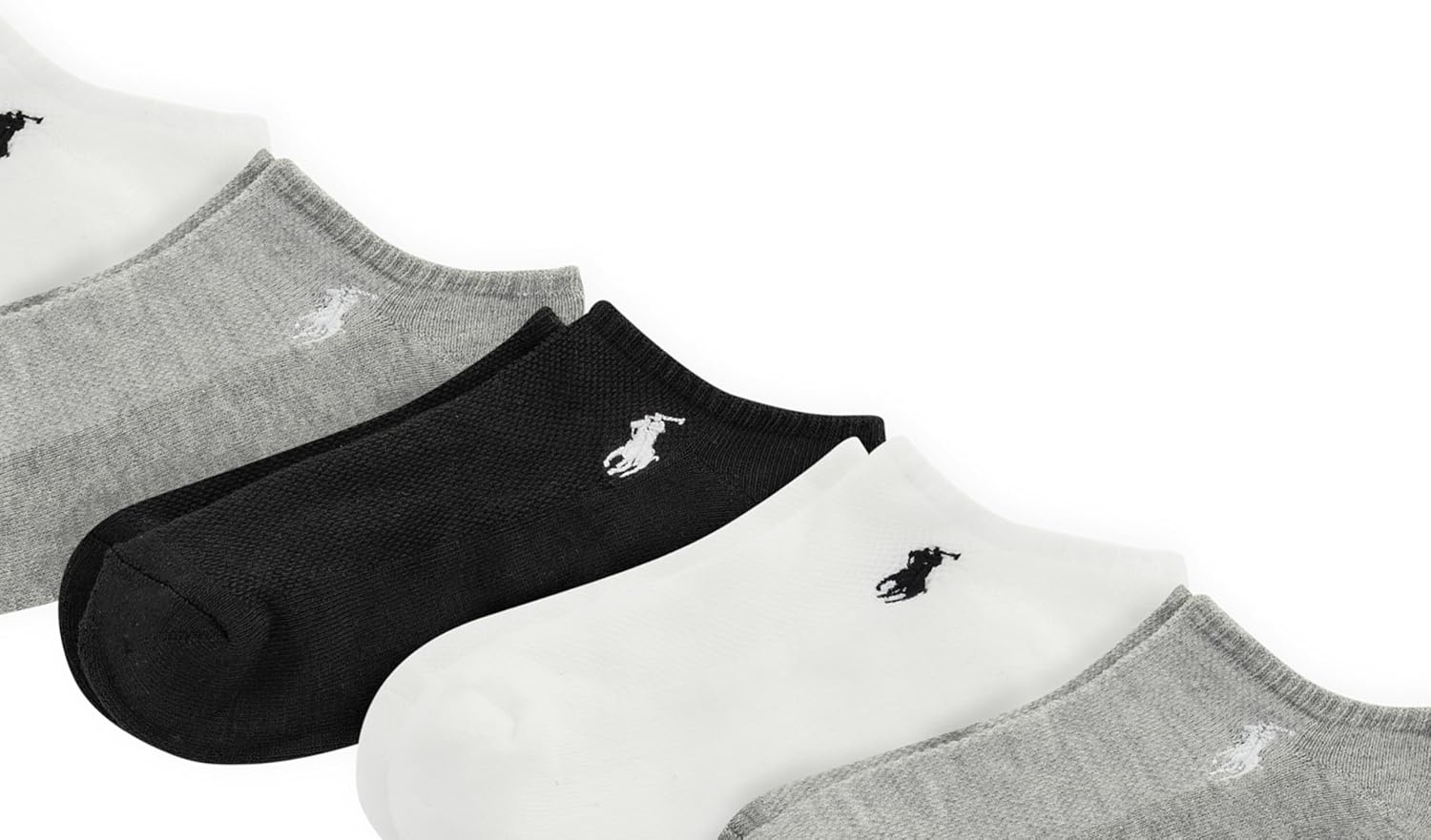 imagePolo Ralph Lauren girls Mesh Sport Low Cut Socks 6 Pair Pack Breathable Soft Cushioned ComfortGray Assorted