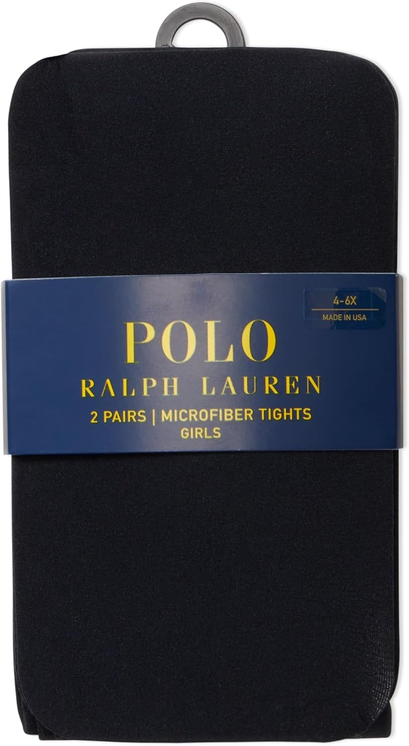 imagePolo Ralph Lauren girls Ultra Soft Microfiber Tights 2 Pair Pack Pinchfree FitBlack