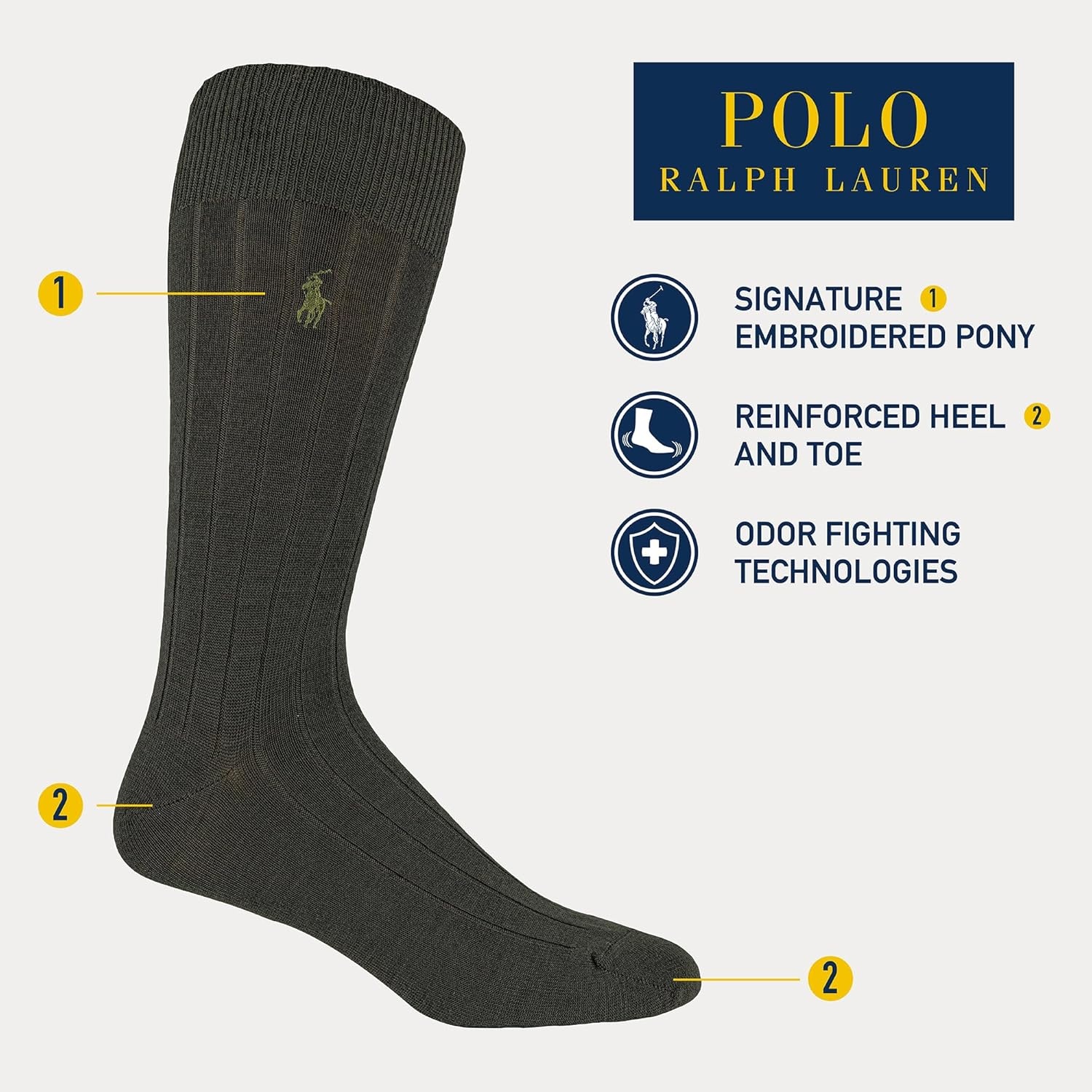 imagePolo Ralph Lauren mens Merino Wool Dress Crew Socks 3 Pair Pack Breathable Wool amp Heeltoe ReinforcementNavy