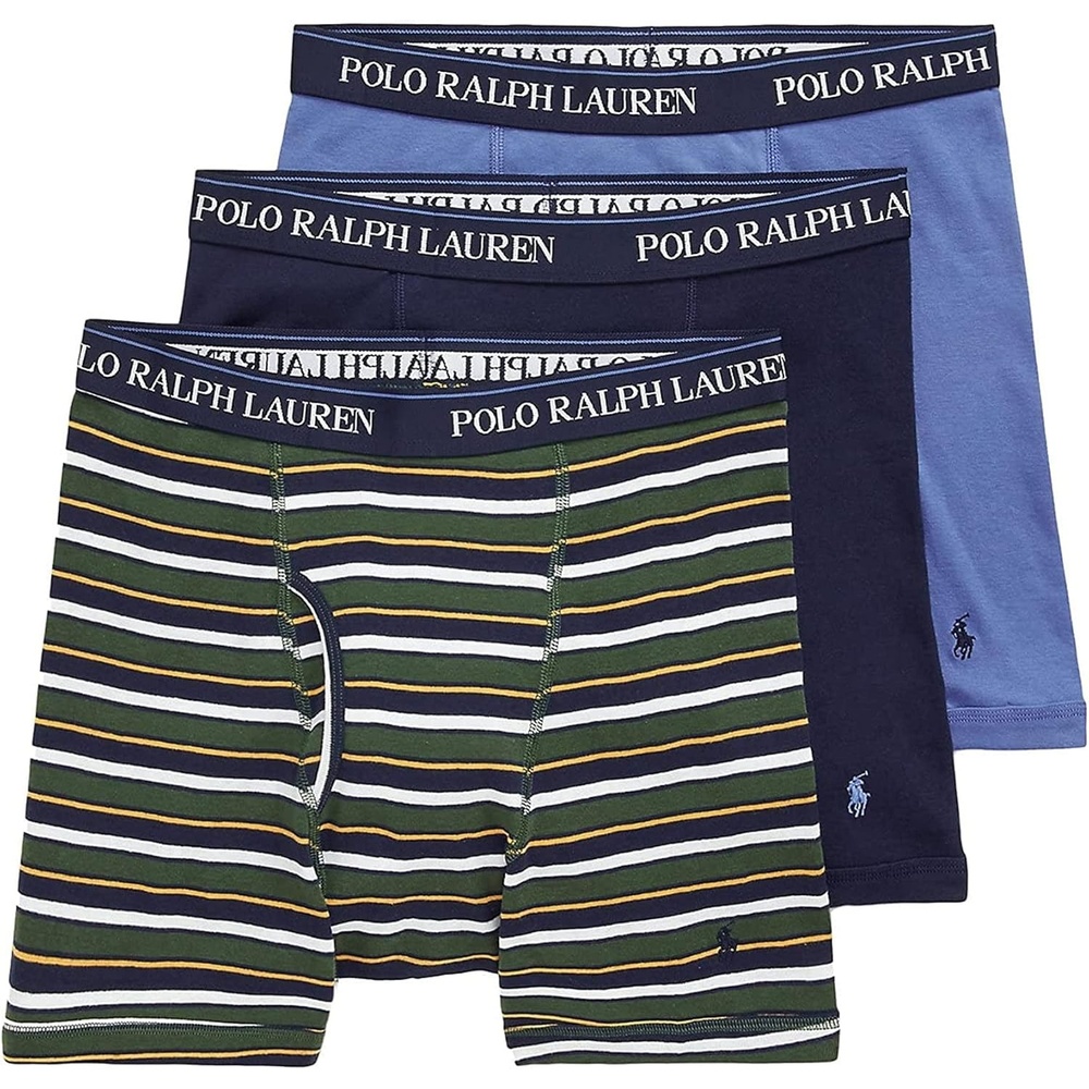 imagePOLO RALPH LAUREN Classic Fit Stretch Boxer BriefsGreen StripeDeep BlueCruise Navy