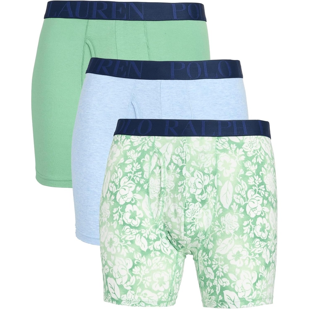 imagePOLO RALPH LAUREN Classic Fit Stretch Boxer BriefsPistachioIsle HeatherMangrove Floral