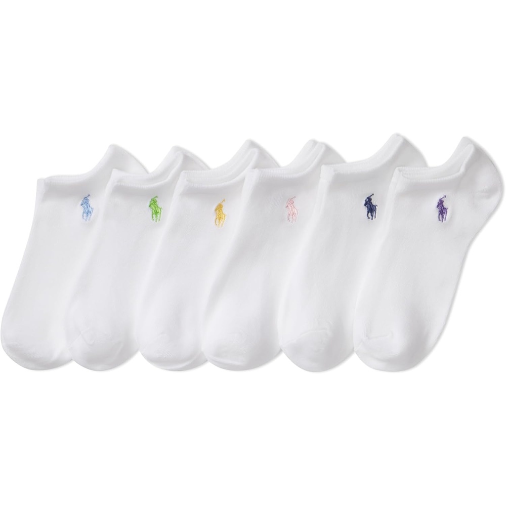 imagePOLO RALPH LAUREN Girls Athletic Performance Low Cut Soft Lightweight Comfort Socks 6PackWhite