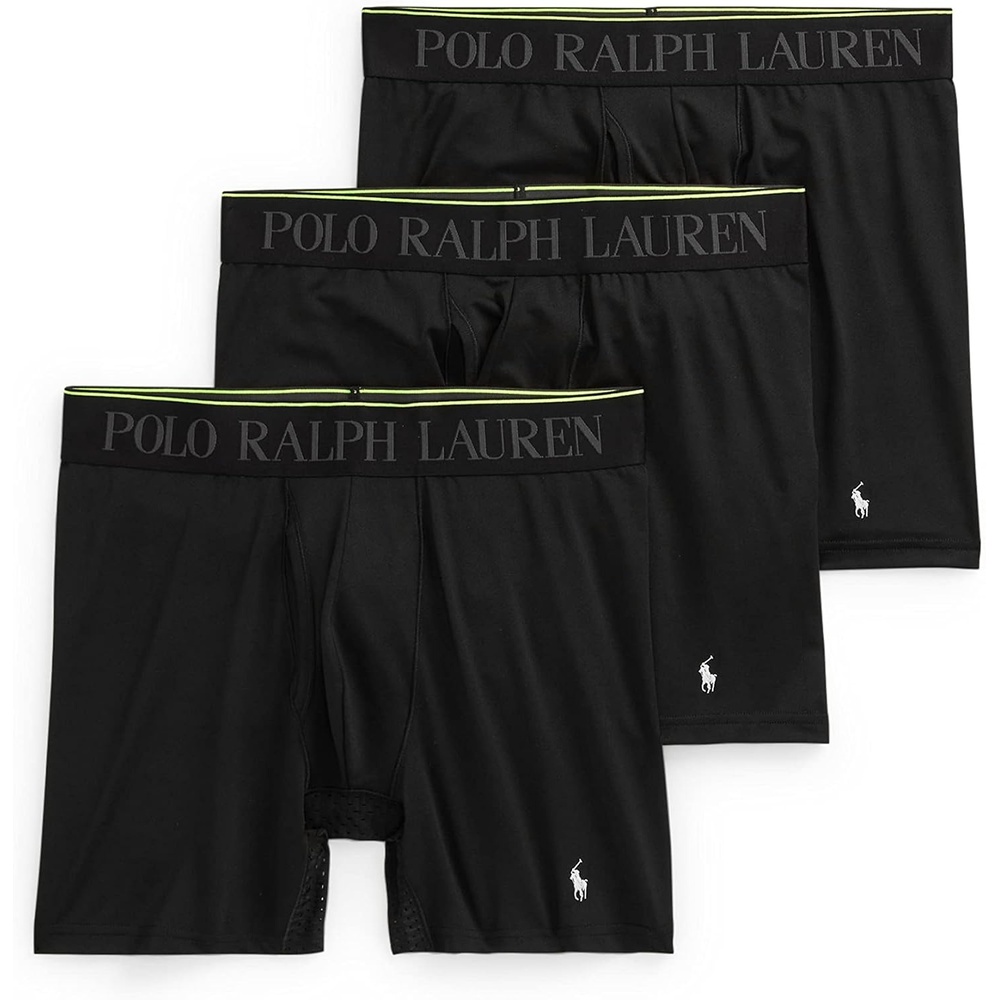 imagePOLO RALPH LAUREN Mens 4D Flex Performance Air Boxer Briefs Regular and Long Leg 3PackPolo BlackWhite  3 Pack