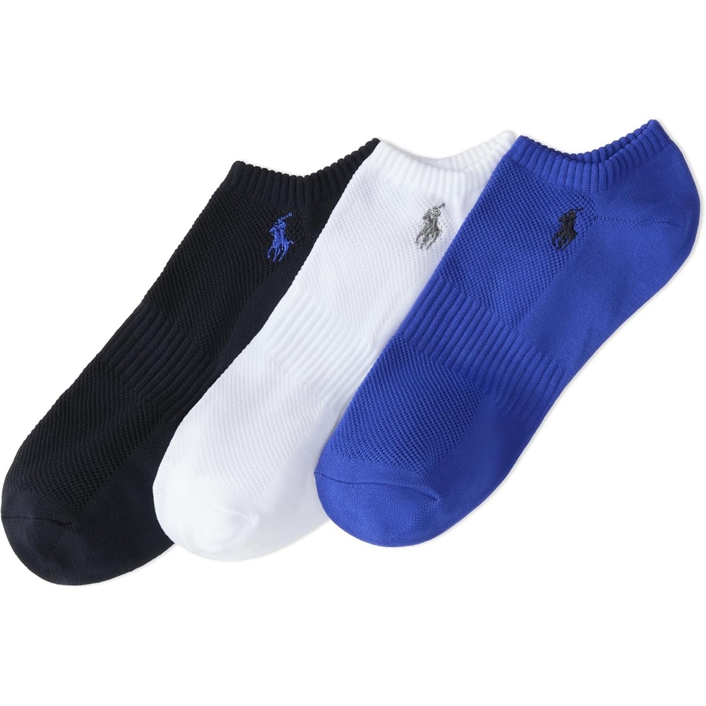 imagePOLO RALPH LAUREN Mens Athletic Performance Tech Low Cut Socks 3PackRoyal Blue