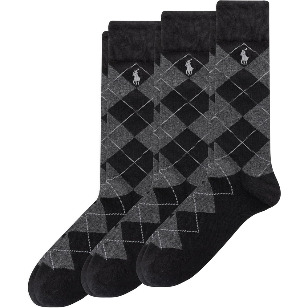 imagePOLO RALPH LAUREN Mens Casual Wool Ribbed Boot Crew Socks 1 Pair Pack Doer LambswoolBlack Assorted