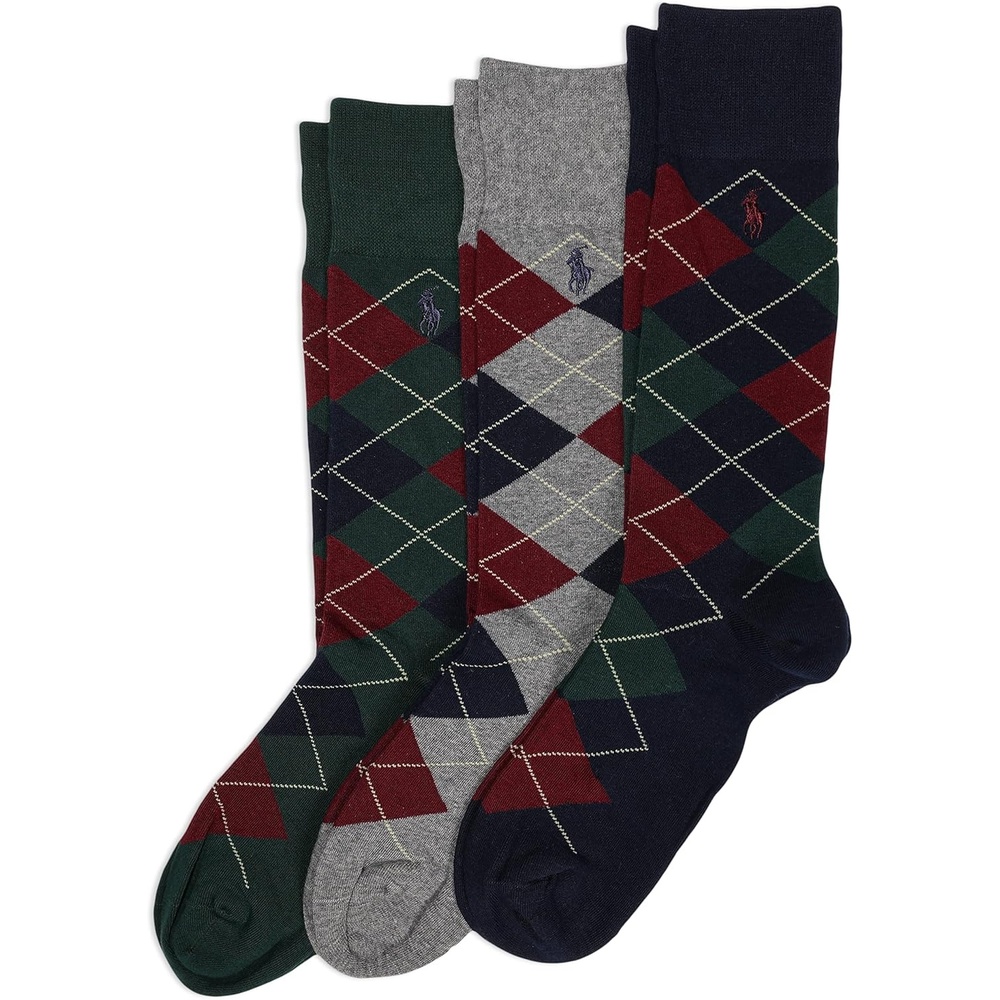 imagePOLO RALPH LAUREN Mens Casual Wool Ribbed Boot Crew Socks 1 Pair Pack Doer LambswoolDeep Pine