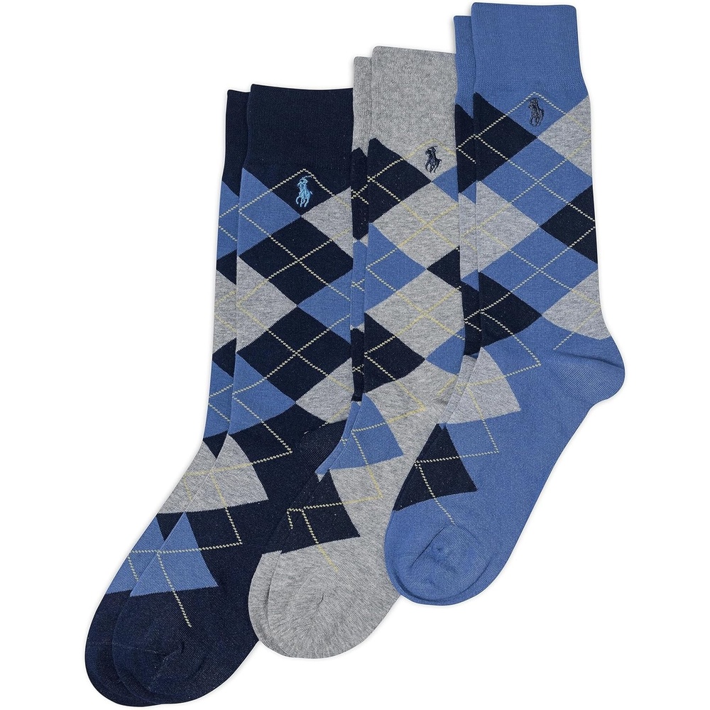 imagePOLO RALPH LAUREN Mens Casual Wool Ribbed Boot Crew Socks 1 Pair Pack Doer LambswoolNavy Bright Navy