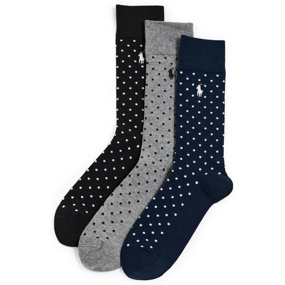 imagePOLO RALPH LAUREN Mens Casual Wool Ribbed Boot Crew Socks 1 Pair Pack Doer LambswoolNavy Assorted