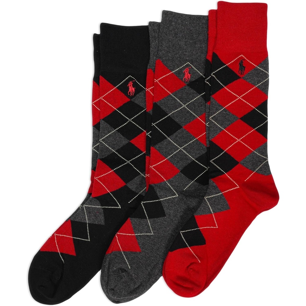 imagePOLO RALPH LAUREN Mens Casual Wool Ribbed Boot Crew Socks  1 Pair Pack  Doer LambswoolRed