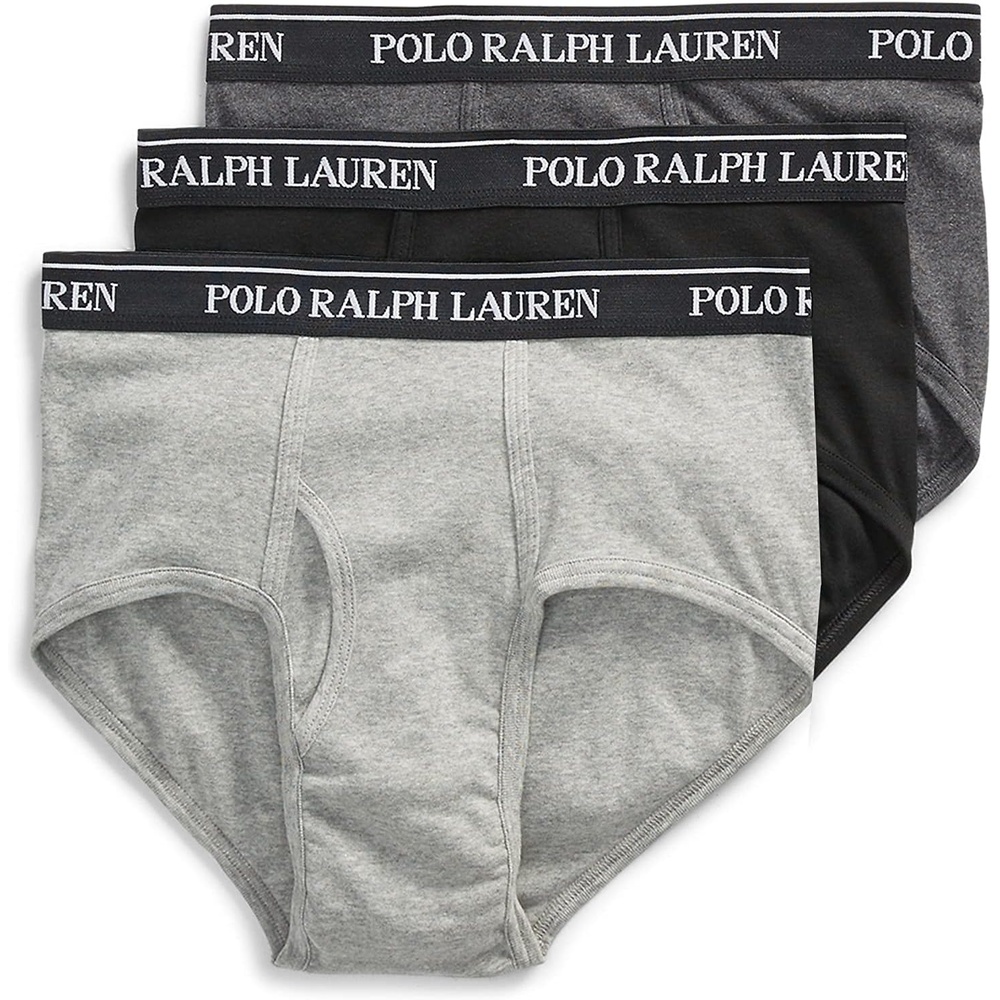 imagePOLO RALPH LAUREN Mens Classic Fit Cotton Briefs MultipacksAndover Heather  Polo Black  Madison Heather  3 Pack