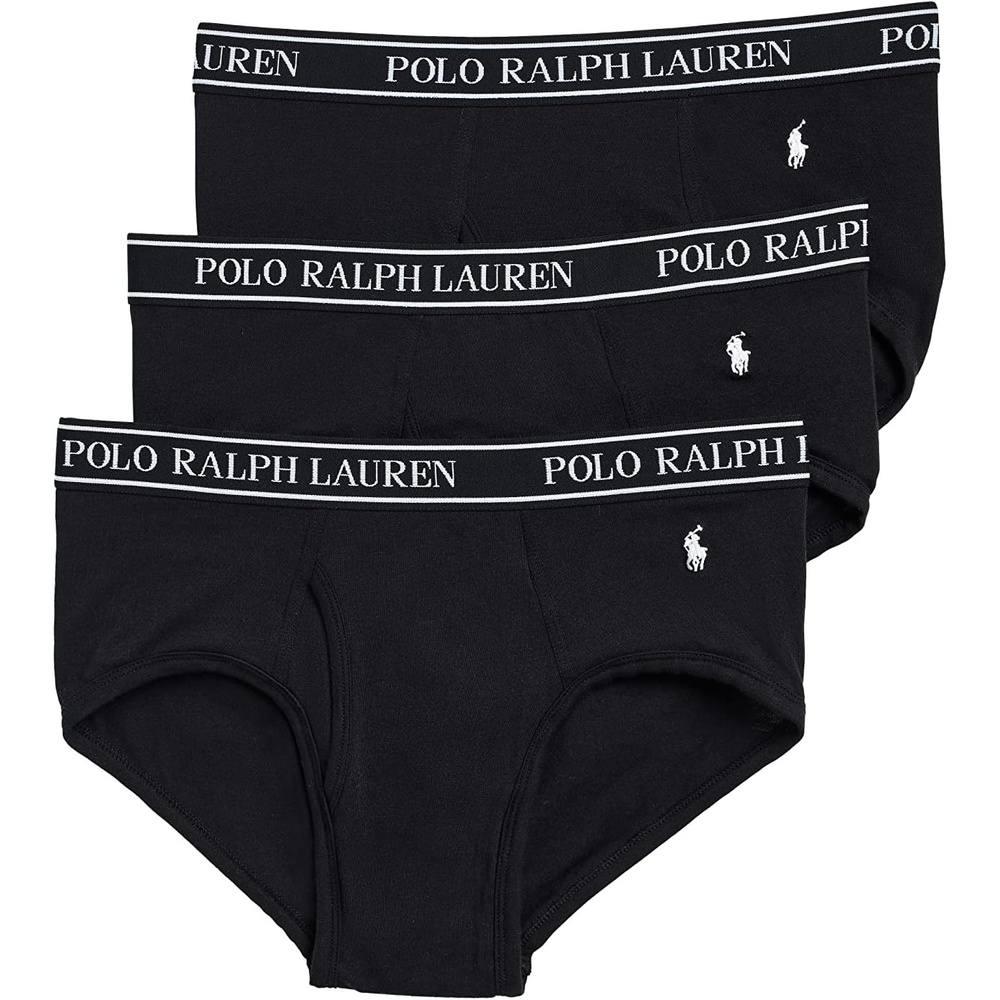 imagePOLO RALPH LAUREN Mens Classic Fit Stretch Briefs MultipackPolo BlackWhite 3 Pack