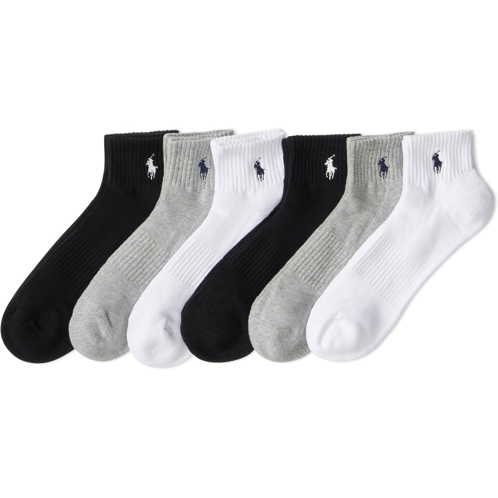 imagePOLO RALPH LAUREN Mens Performance Cotton Quarter SocksGray Heather Assorted