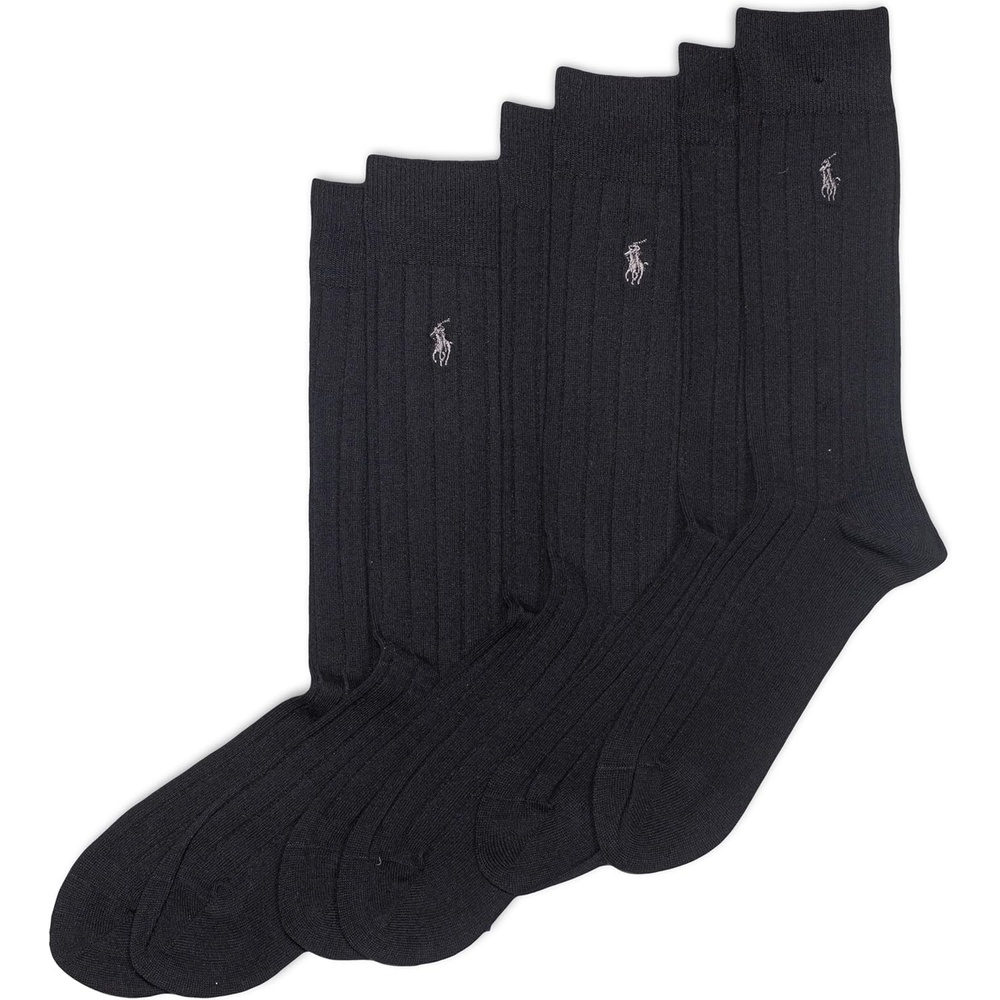 imagePOLO RALPH LAUREN Mens Ribbed Dress Crew Socks 3PairBlack