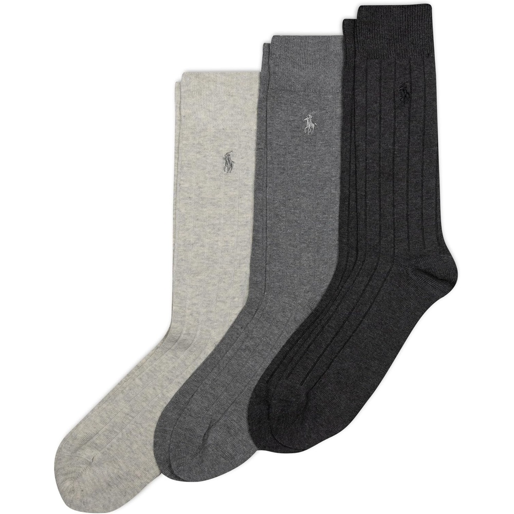 imagePOLO RALPH LAUREN Mens Ribbed Dress Crew Socks 3PairCharcoal