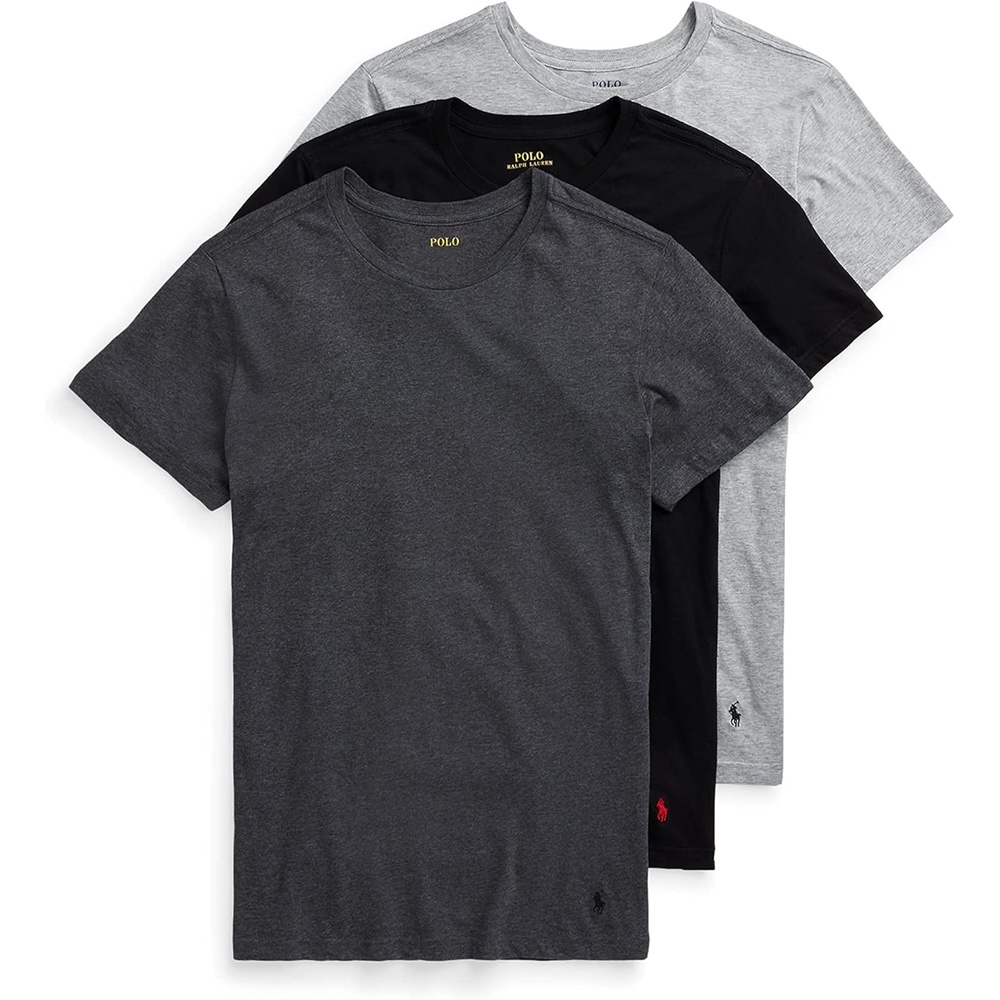 imagePOLO RALPH LAUREN Mens TShirt 3Pack Classic Mens Cotton Crewneck Shirts MoistureWicking Long Big amp TallAndover HeatherPolo Black Madison HeatherPolo Black Polo BlackRed 3 Pack