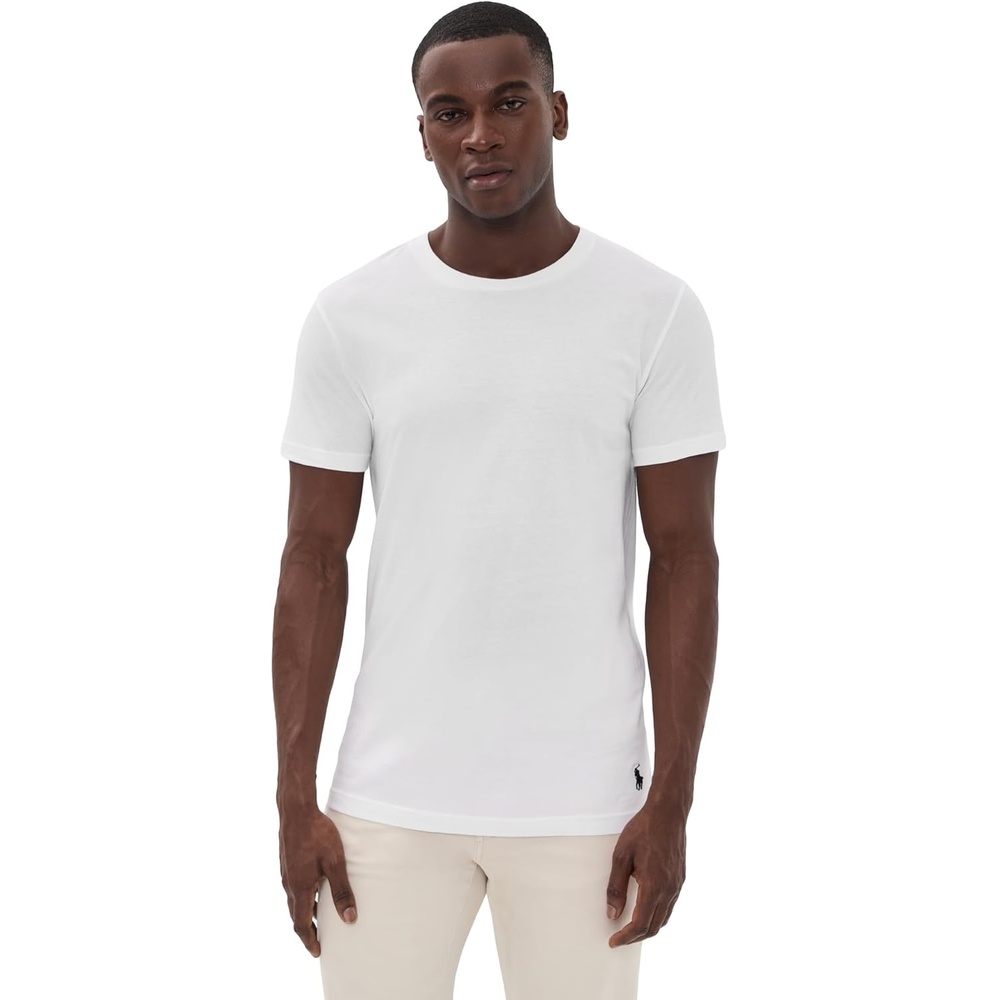 imagePOLO RALPH LAUREN Mens TShirt 3Pack Classic Mens Cotton Crewneck Shirts MoistureWicking Long Big amp TallWhiteNavy 3 Pack