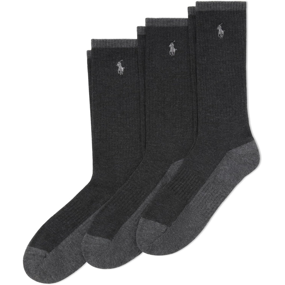 imagePOLO RALPH LAUREN Mens Tricolor Heather Crew Socks 3Pair PackBlack