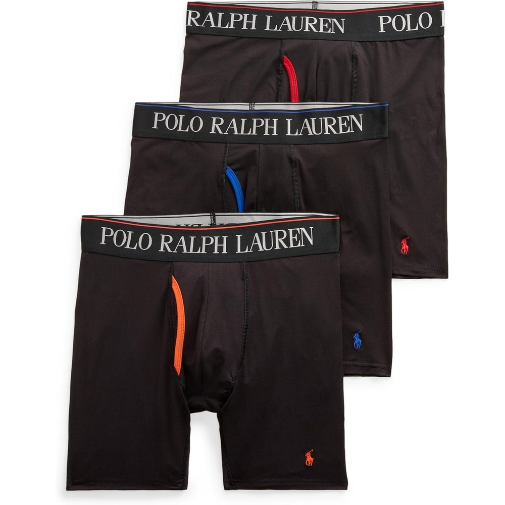 imagePOLO RALPH LAUREN Mens Underwear Boxer Briefs Pack 3Pack 4D Flex Cooling Microfiber Underwear Wicking Boxer BriefsBlackOrange Black Royal Black Red 3 Pack