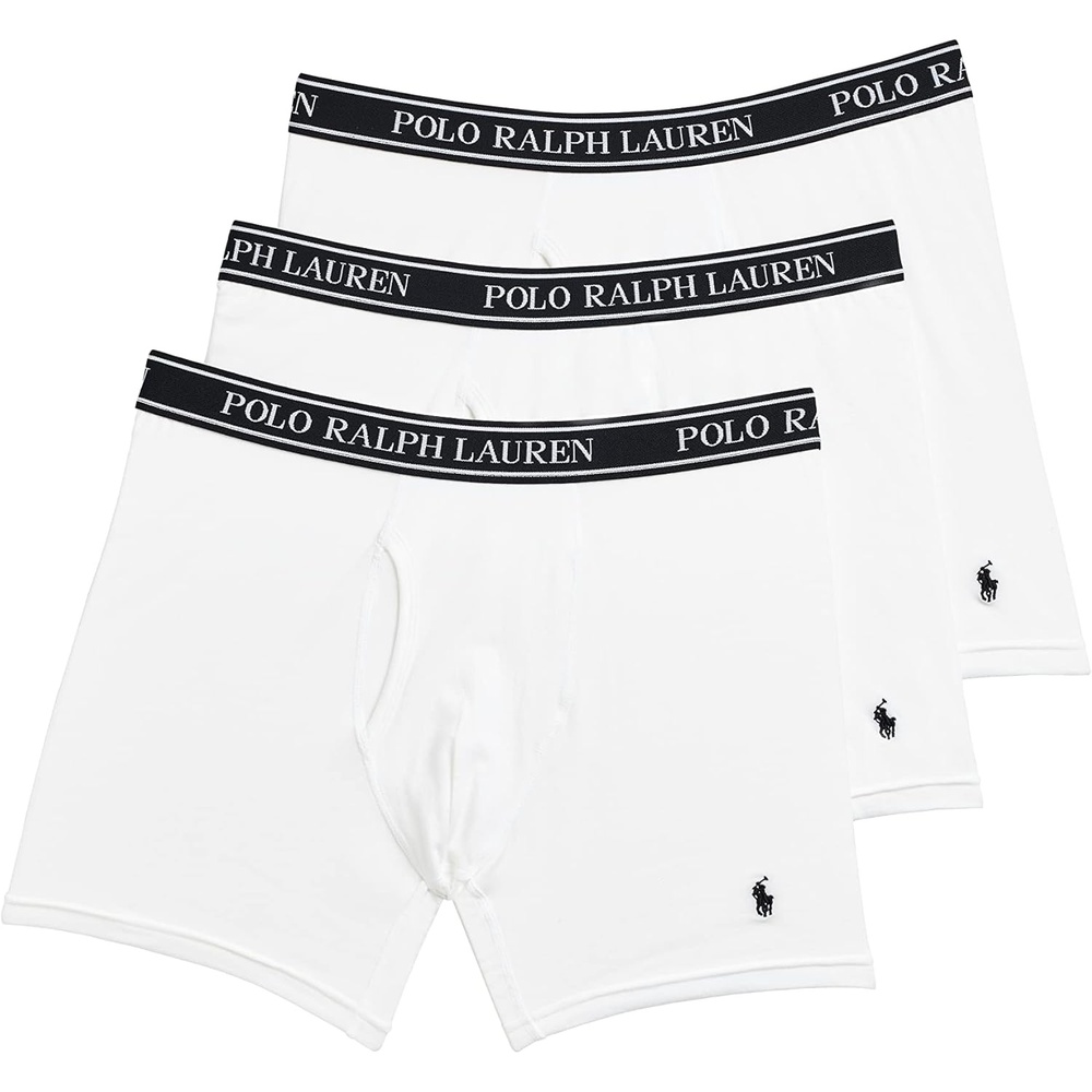 imagePOLO RALPH LAUREN Underwear Boxer Brief 3Pack Stretch Classic Fit Moisture Wicking Pouch Regular Trunk amp Long LegWhitePolo Black 3 Pack