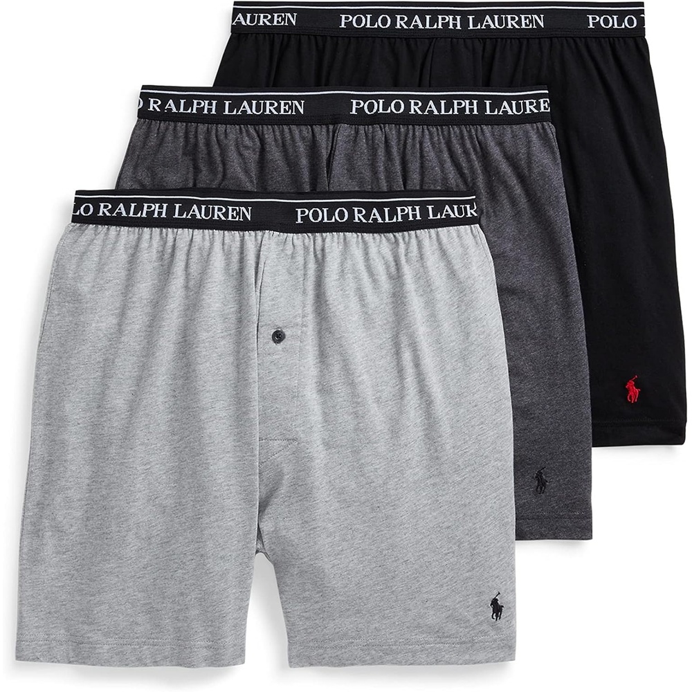imagePOLO RALPH LAUREN Underwear Boxers Pack 3Pack Classic Fit Cotton Knit Boxer 100 Cotton Moisture Wicking BoxersAndoverMadisonPolo Black