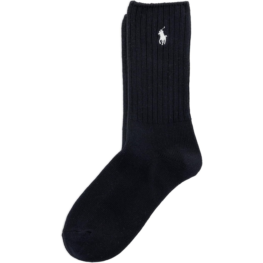 imagePOLO RALPH LAUREN Womens Casual Solid Color Crew Socks 1 Pair Combed Cotton ComfortBlack