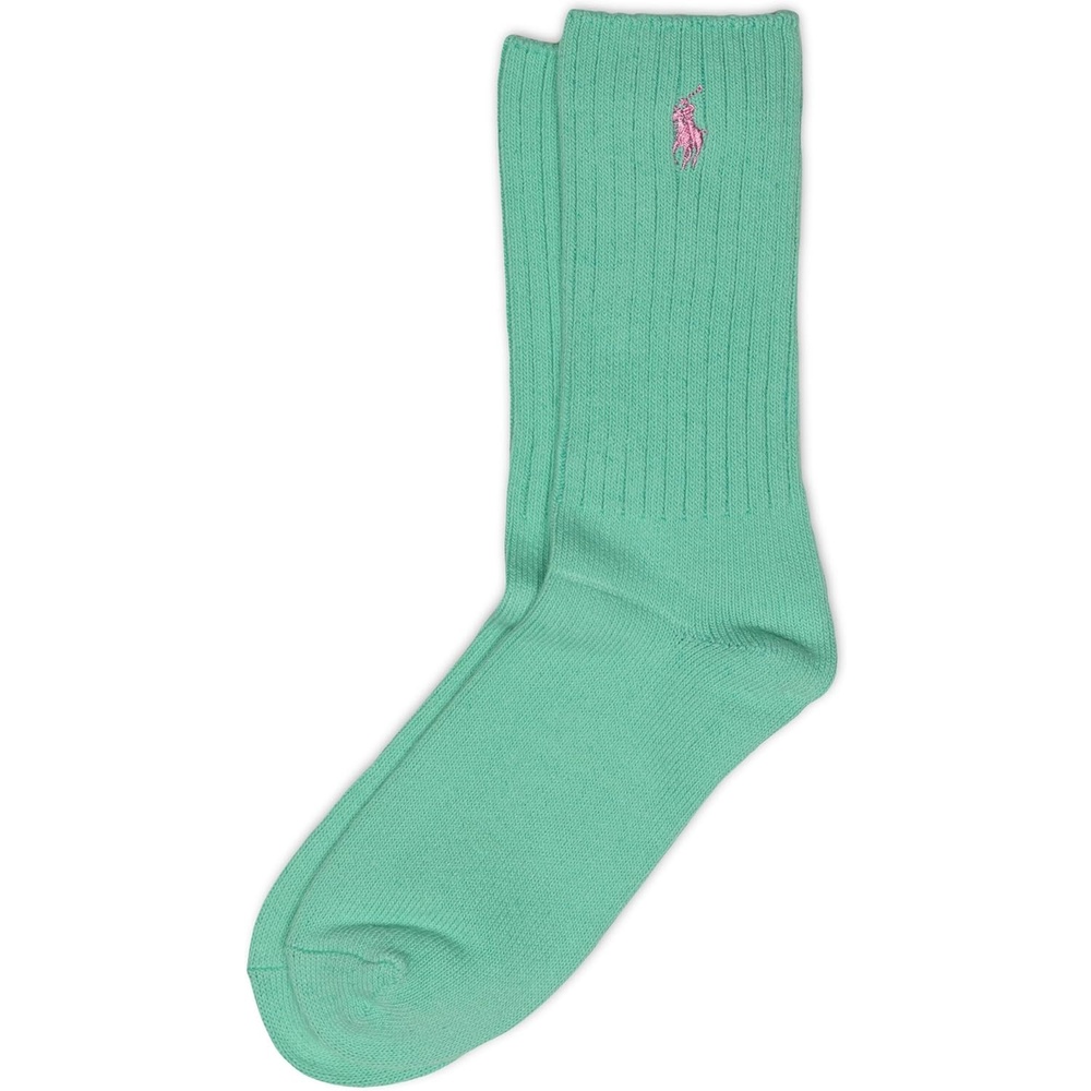 imagePOLO RALPH LAUREN Womens Casual Solid Color Crew Socks 1 Pair Combed Cotton ComfortGreen