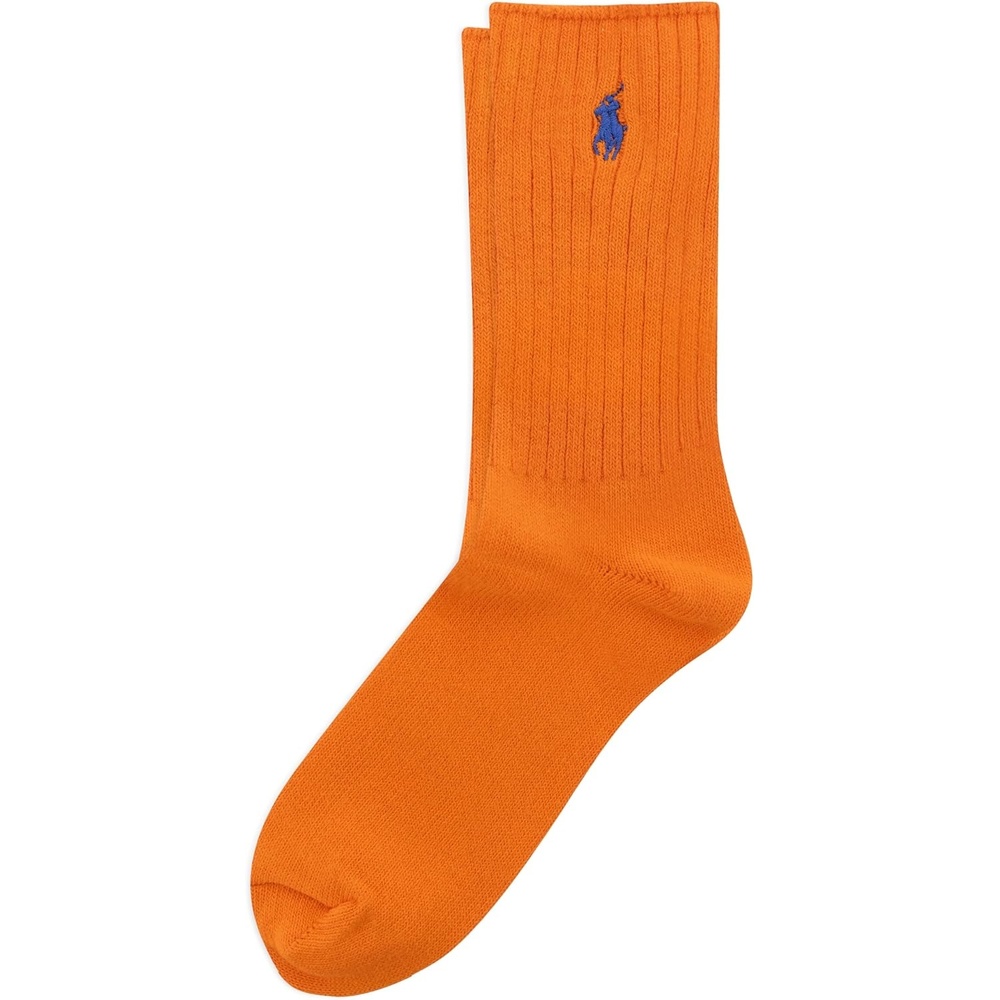 imagePOLO RALPH LAUREN Womens Casual Solid Color Crew Socks 1 Pair Combed Cotton ComfortOrange