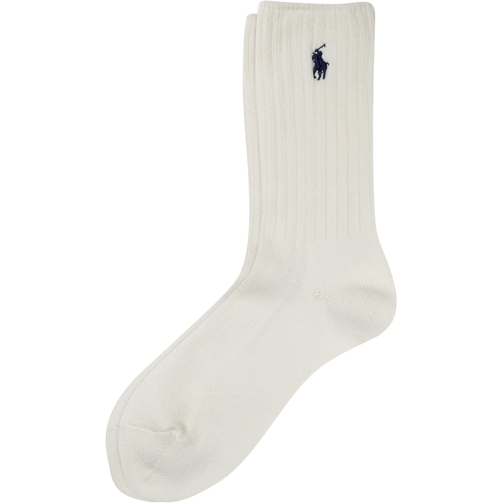imagePOLO RALPH LAUREN Womens Casual Solid Color Crew Socks 1 Pair Combed Cotton ComfortWhite