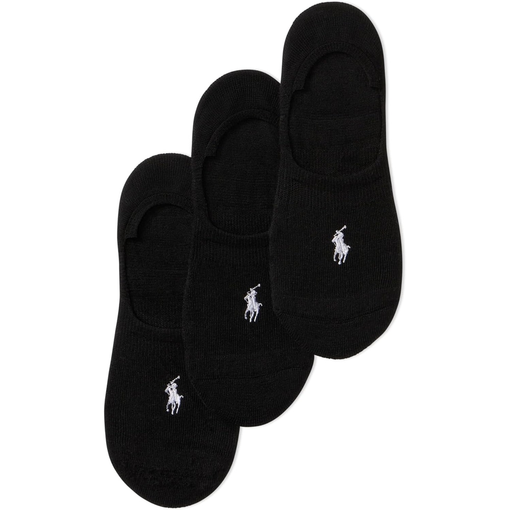 imagePOLO RALPH LAUREN Womens Classic Sport Sneaker Liner Socks 3 Pair Pack Nonslip Gripper amp Arch SupportBlack
