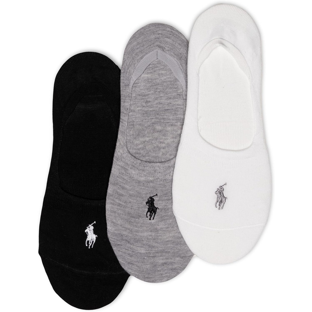 imagePOLO RALPH LAUREN Womens Classic Sport Sneaker Liner Socks 3 Pair Pack Nonslip Gripper amp Arch SupportGray Heather Assorted