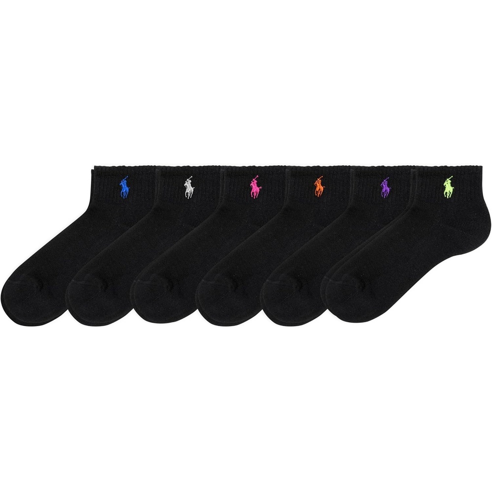 imagePOLO RALPH LAUREN Womens Performance Cotton Ankle Socks 6 Pair Pack Breathable Mesh amp Sport CushioningBlack Assorted