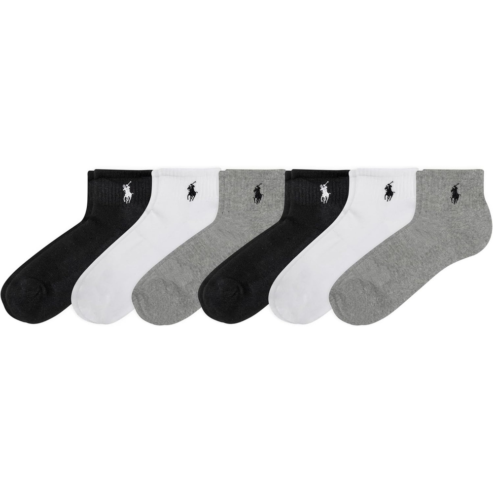 imagePOLO RALPH LAUREN Womens Performance Cotton Ankle Socks 6 Pair Pack Breathable Mesh amp Sport CushioningGray Assorted