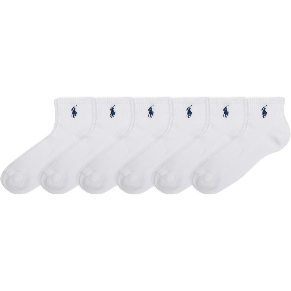 imagePOLO RALPH LAUREN Womens Performance Cotton Ankle Socks 6 Pair Pack Breathable Mesh amp Sport CushioningWhite