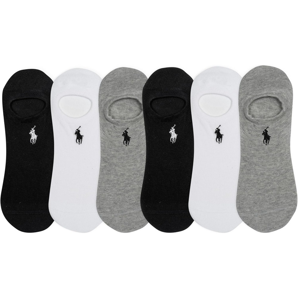 imagePOLO RALPH LAUREN Womens Performance Cotton Liner Socks 6 Pair Pack Breathable Mesh amp Sport CushioningGray Assorted