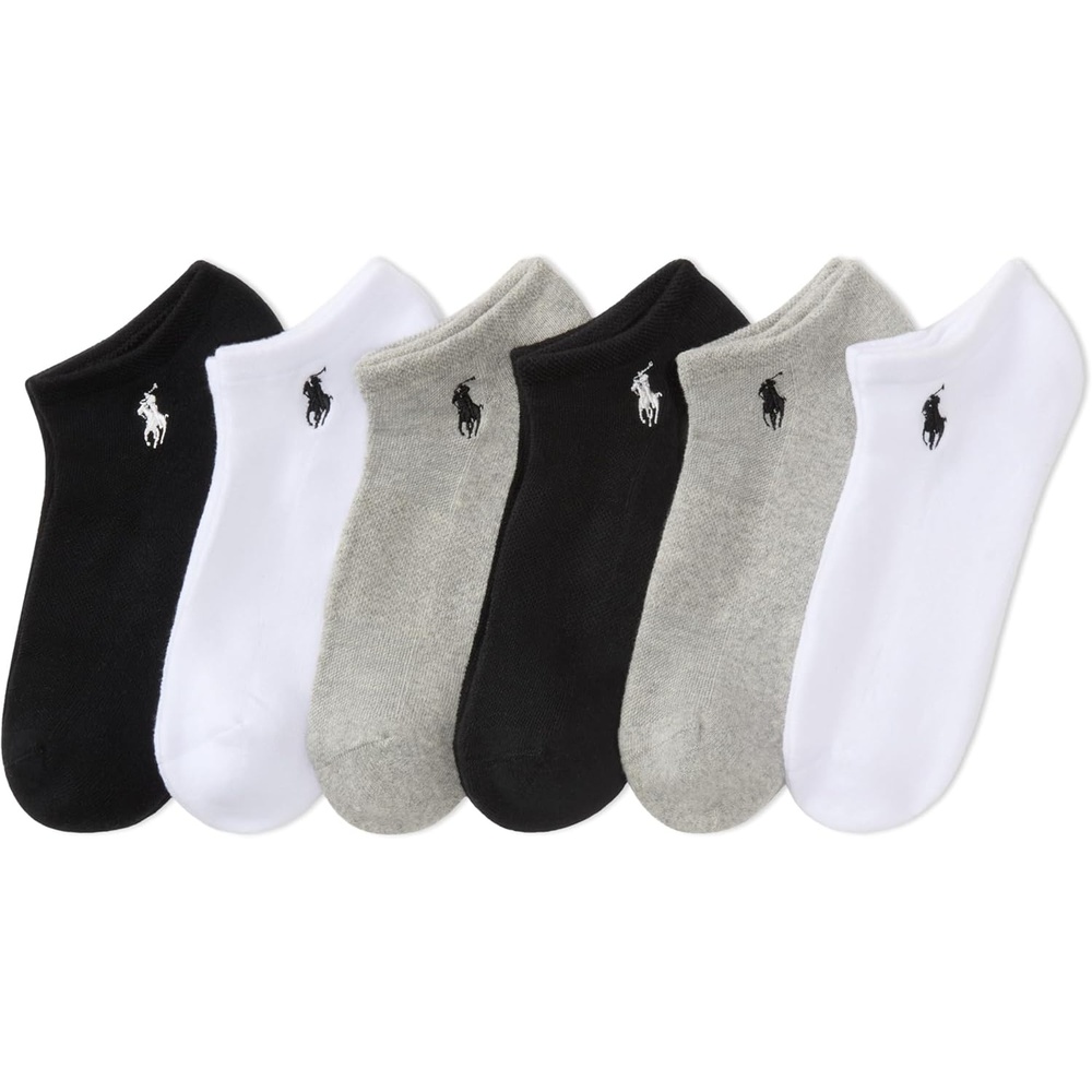 imagePOLO RALPH LAUREN Womens Performance Cotton Low Cut Socks 6PackGray Assorted