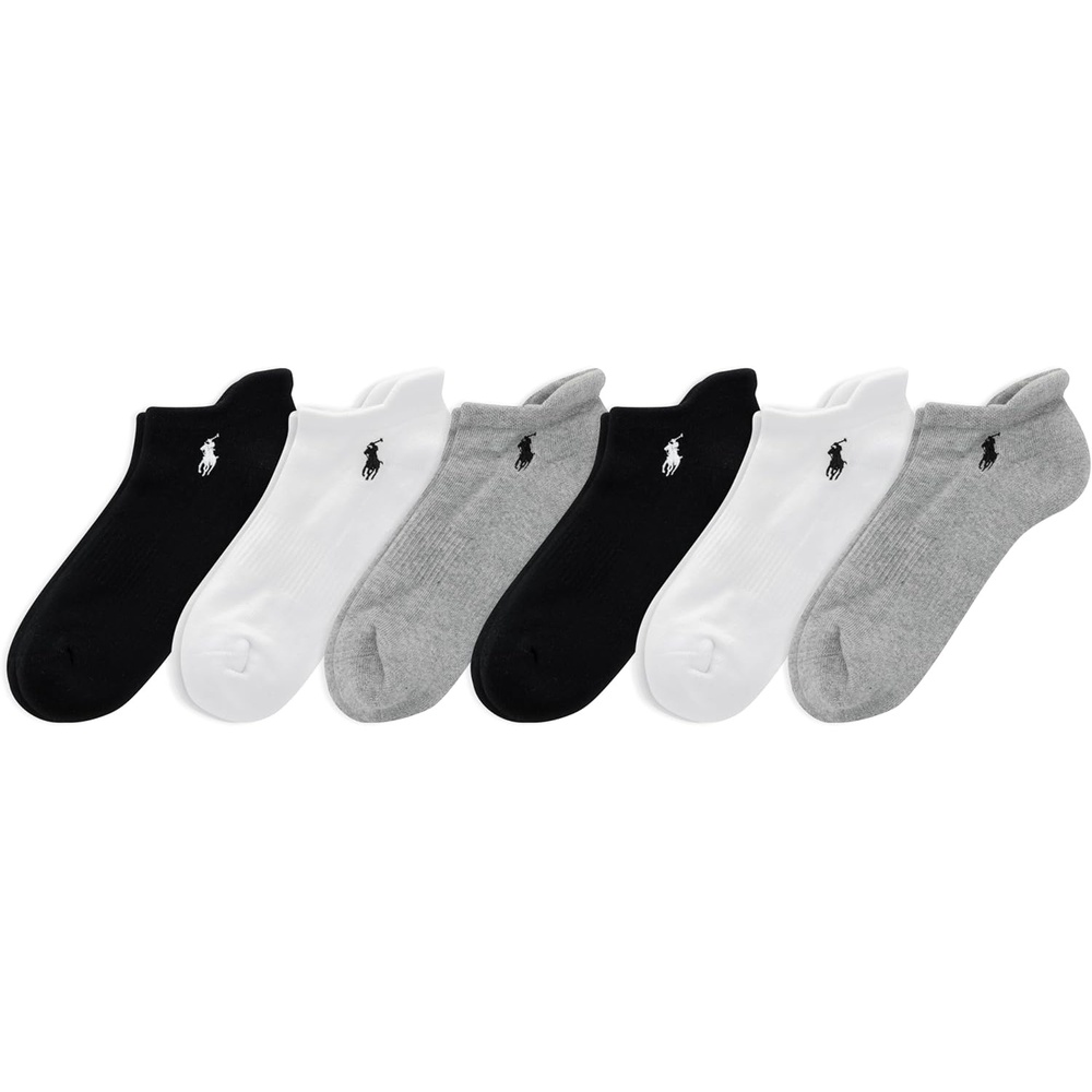 imagePOLO RALPH LAUREN Womens Performance Cotton Low Cut Socks 6PackGrey Assorted