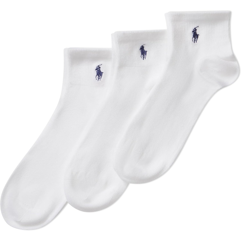 imagePOLO RALPH LAUREN Womens Super Soft Ankle Socks 3 Pair Pack Reinforced Heel amp ToeWhite