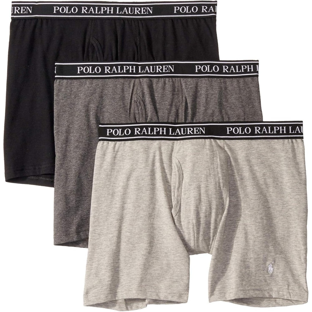imagePOLO RALPH LAUREN mens Classic Fit Breathable Mesh Boxer Briefs 3packAndover HeatherCharcoal HeatherPolo Black